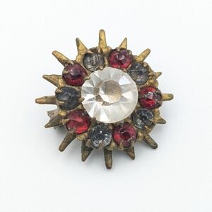 Antique Art Deco paste rhinestone starburst small brooch pin